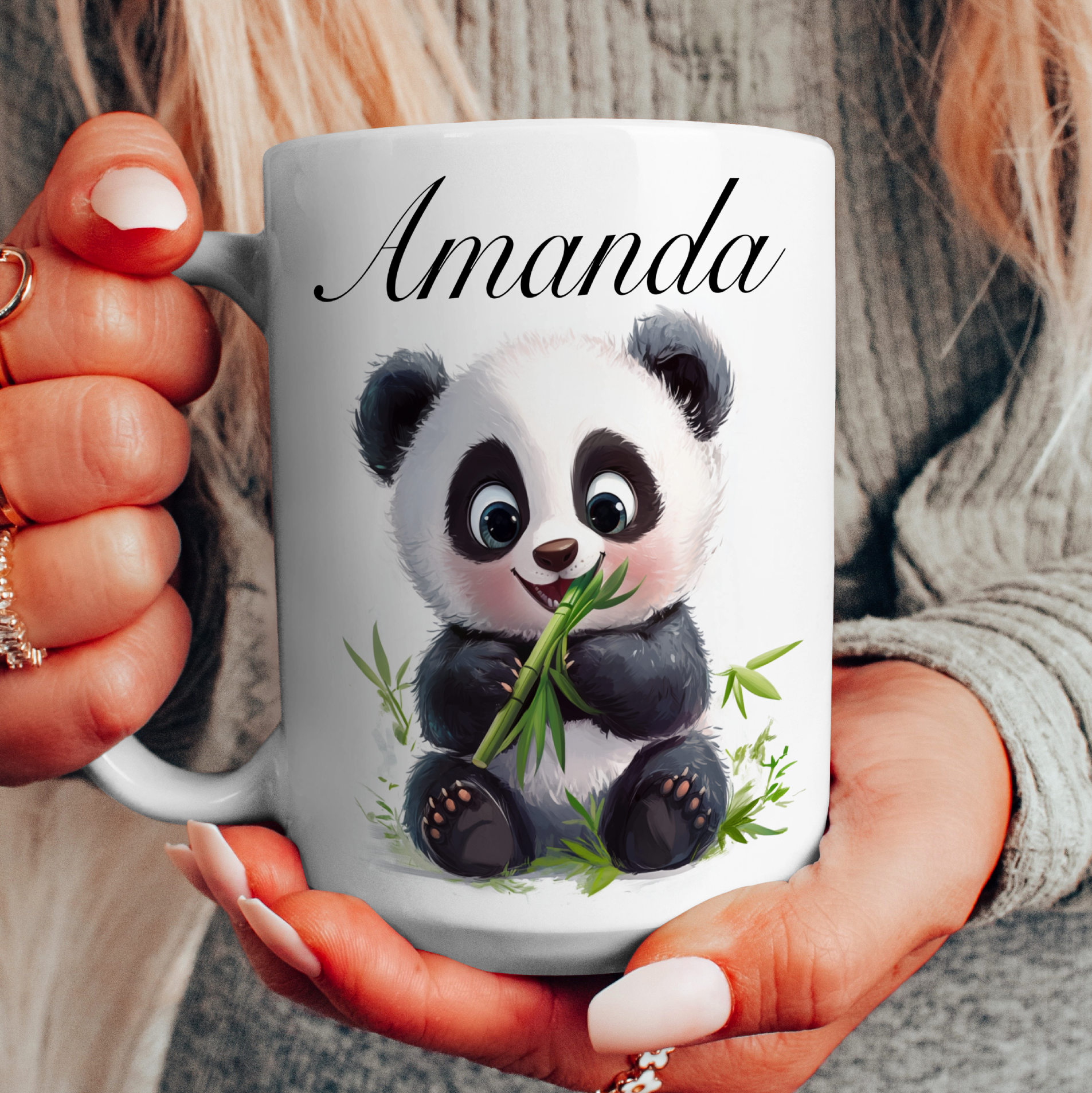 Custom panda mug, personalised with any name